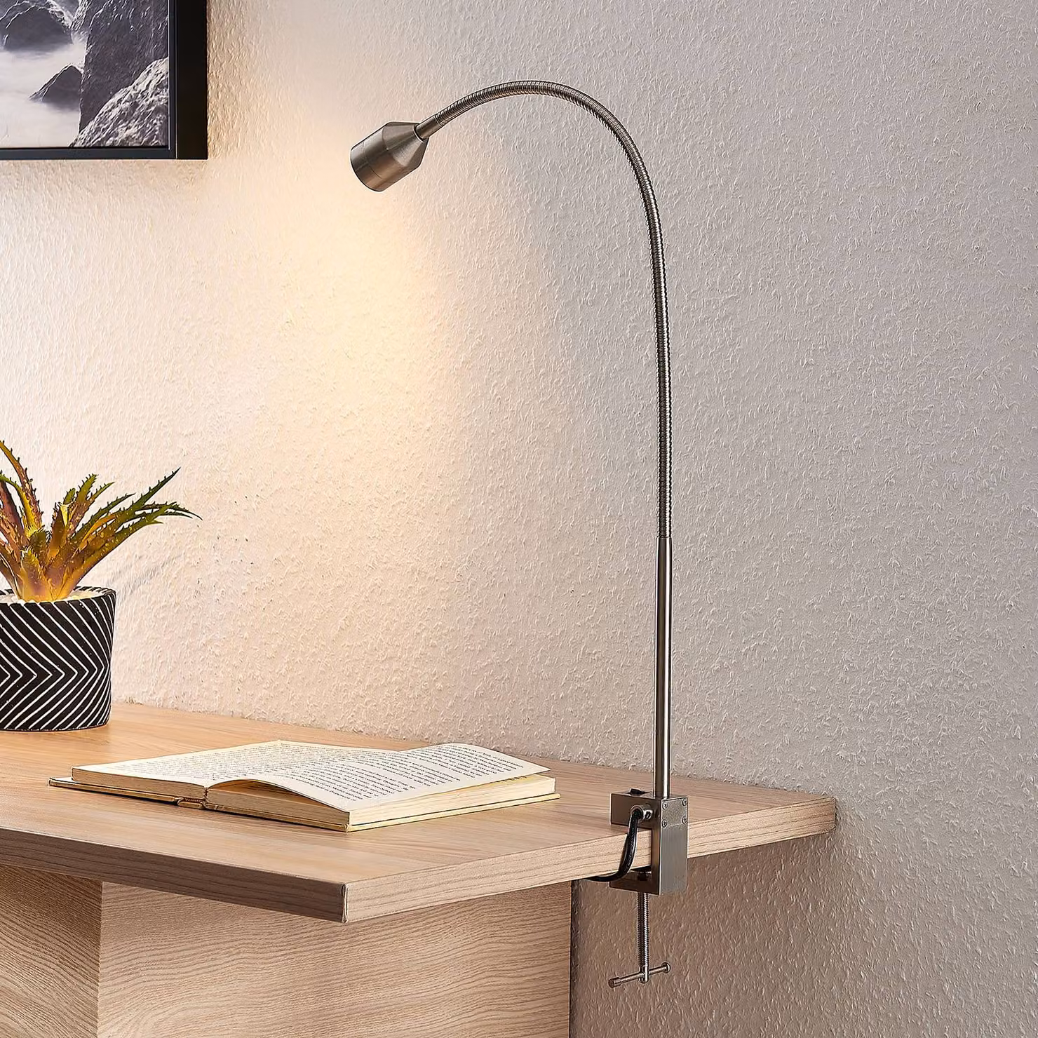 Lampada con morsetto Hanilo Lindby, Alluminio / Grigio / Zincato, Studio / Ufficio, Alluminio, Moderno, Lampada con morsetto