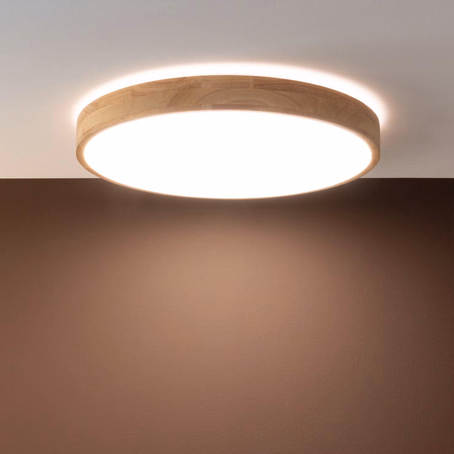 BRILLIANT Slimline LED a parete e a soffitto 49 cm luce di legno/bianco Luci interne | 1x 60W LED integrato, 6300lm, 3000-6500K | Infinitamente dimmerabile tramite telecomando