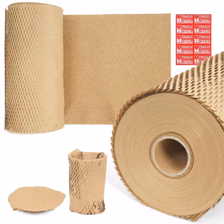 Carta per imballaggio a nido d'ape, 2 rotoli, 38 cm x 50 m, marrone, riciclabile