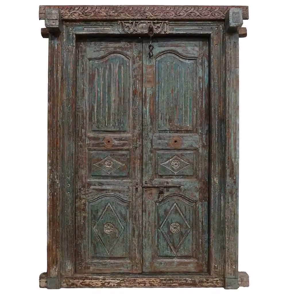 Porta in legno Wanderlust Deco stile antique colore marrone e verde L: 160 cm, P: 27 cm, H: 216 cm – 2