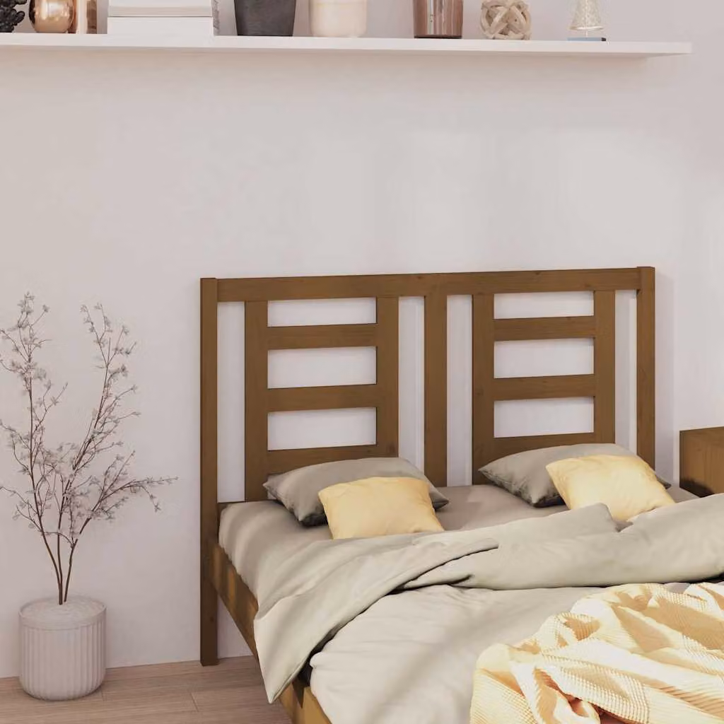 Testiera per letto vidaXL in legno massello di pino, colore marrone, L: 126 cm, P: 4 cm, H: 100 cm