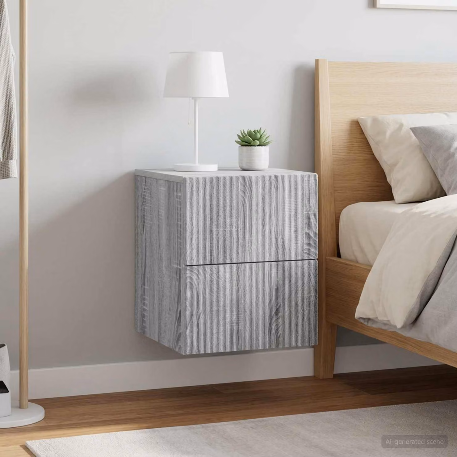 Set di 2 comodini sospesi vidaXL in stile moderno Grigio Sonoma L 33 cm, P 34,5 cm, H 40 cm