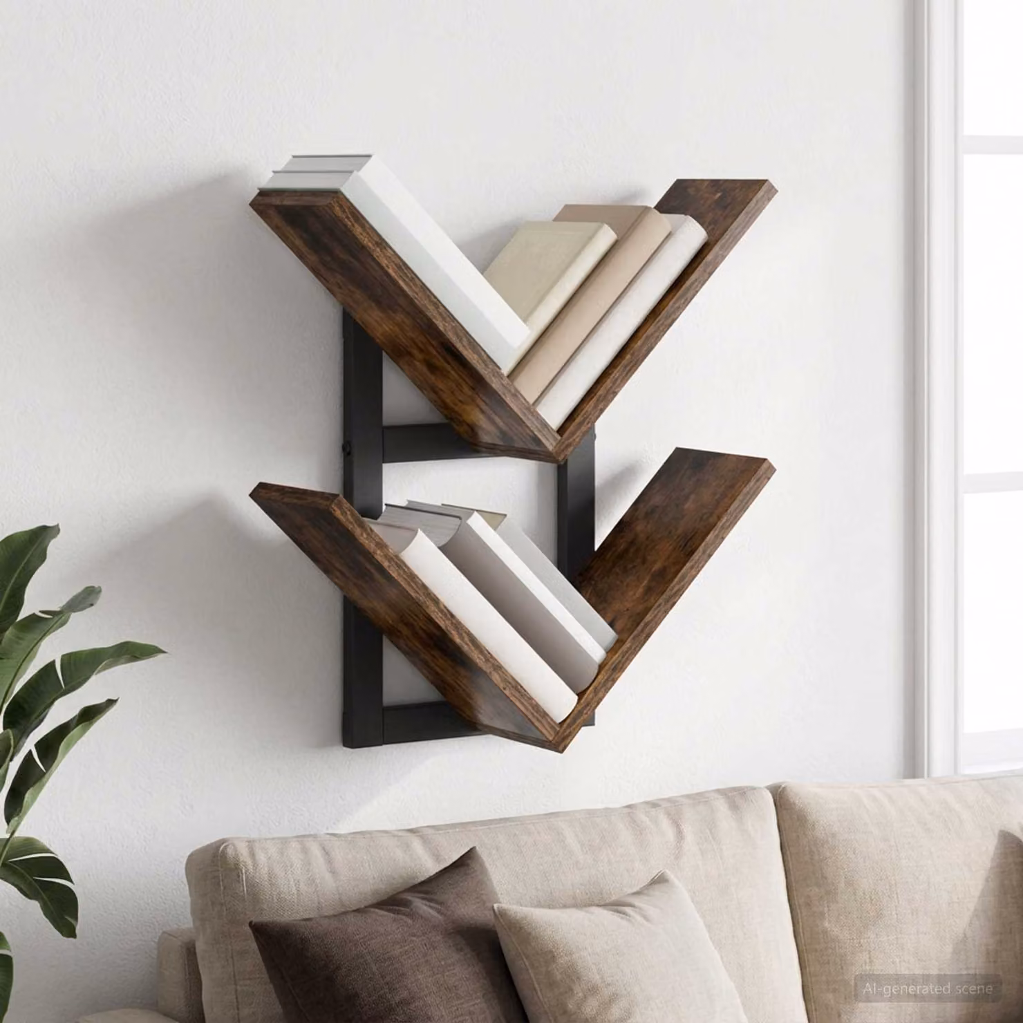 vidaXL Mensola a muro flottante moderna in legno marrone L: 43 cm, P: 15 cm, H: 47 cm