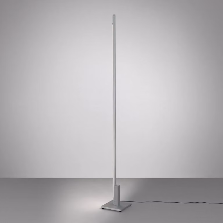 Lampada da terra a LED Talon Quitani, dimmerabile, Alluminio / Grigio / Zincato, Soggiorno / Sala da pranzo, Alluminio, Moderno, Lampada LED da terra