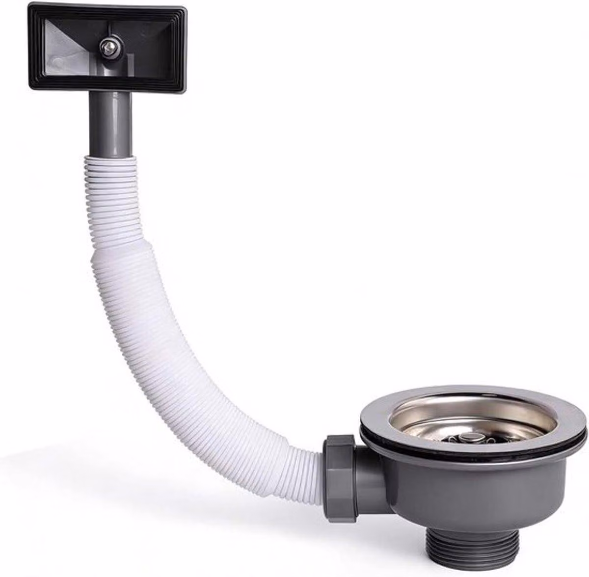 Kit di scarico per lavelli con troppofilo, sifone e cestello filtrante per lavelli da cucina, in acciaio inossidabile, ideale per un efficiente sistema di scarico e filtrazione