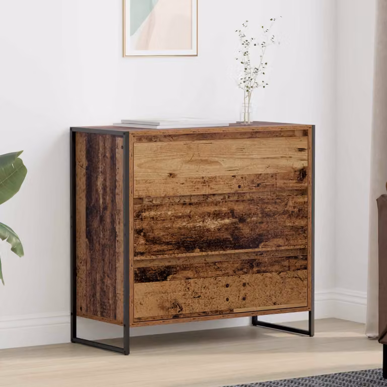 Credenza in stile industrial vidaXL in legno ingegnerizzato e metallo, colore marrone, L 79 cm x P 36 cm x H 75.5 cm