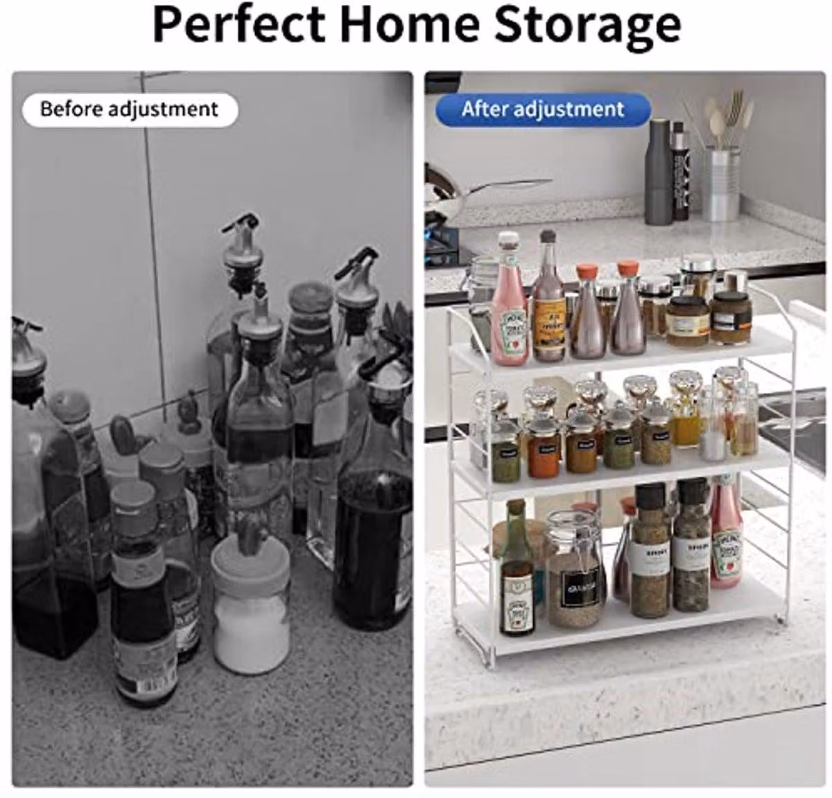 Scaffale regolabile a 3 livelli per erbe aromatiche – organizer per cucina e bagno