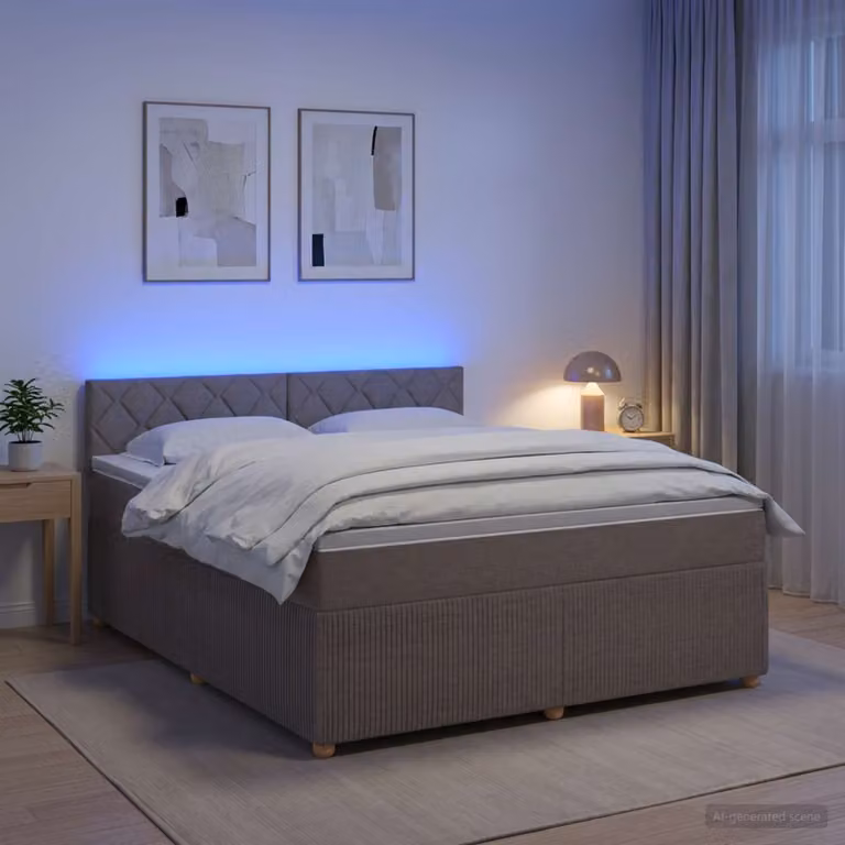 Letto box spring vidaXL con materasso a molle insacchettate in tessuto beige o grigio L/P: 140 x 190 cm