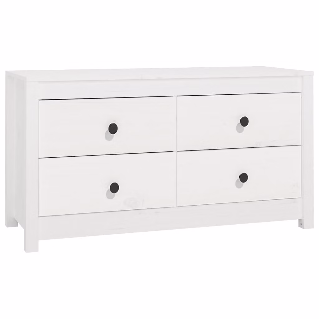 Armadietto Bianco 100x40x54 cm in Legno Massello di Pino