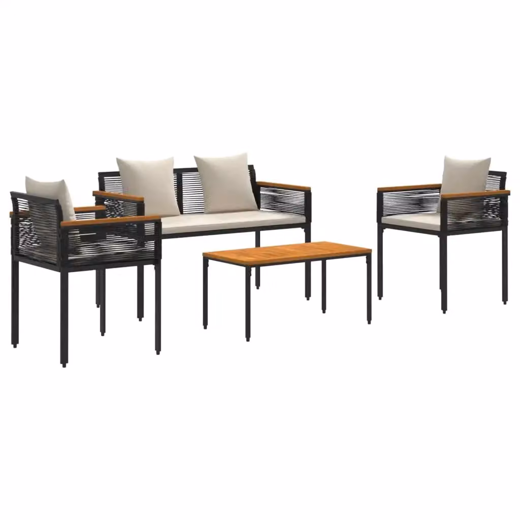 Set di mobili da esterno vidaXL in polyrattan nero e bianco per giardino, balcone o terrazzo – 2