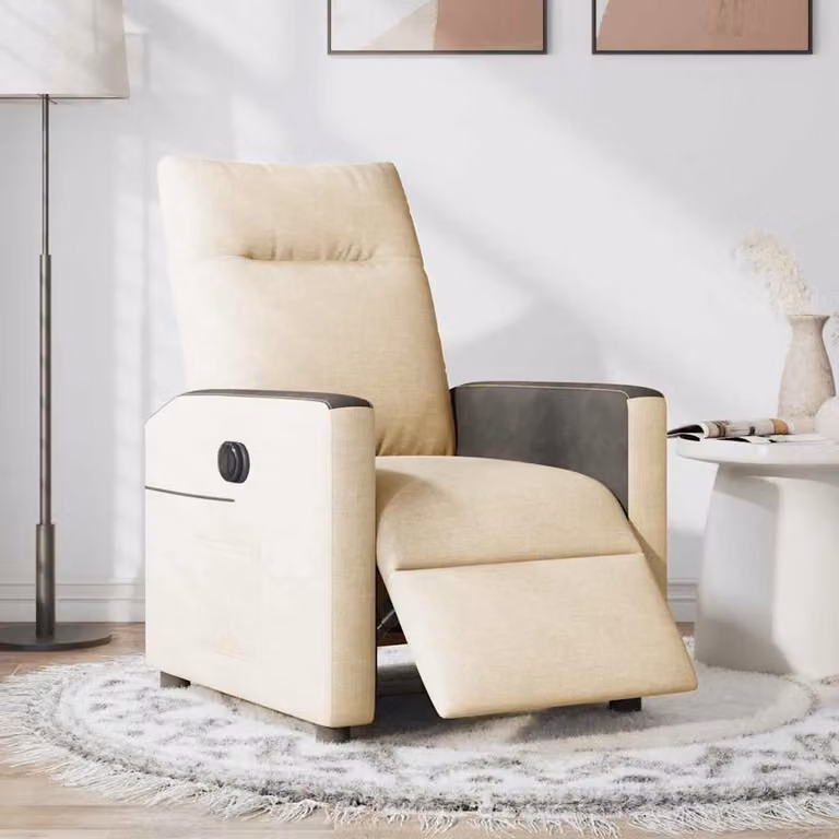 vidaXL Poltrona Elettrica Reclinabile Crema in Tessuto