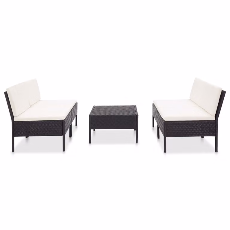 vidaXL Set di divani da giardino 5 pezzi con cuscini in poly rattan nero