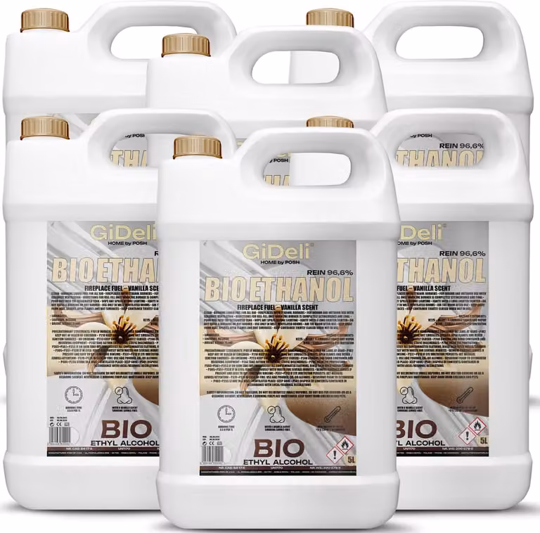 Bioetanolo profumato alla vaniglia 96,6% 30L per caminetti Universale Senza fumo Senza fuliggine GiDeli