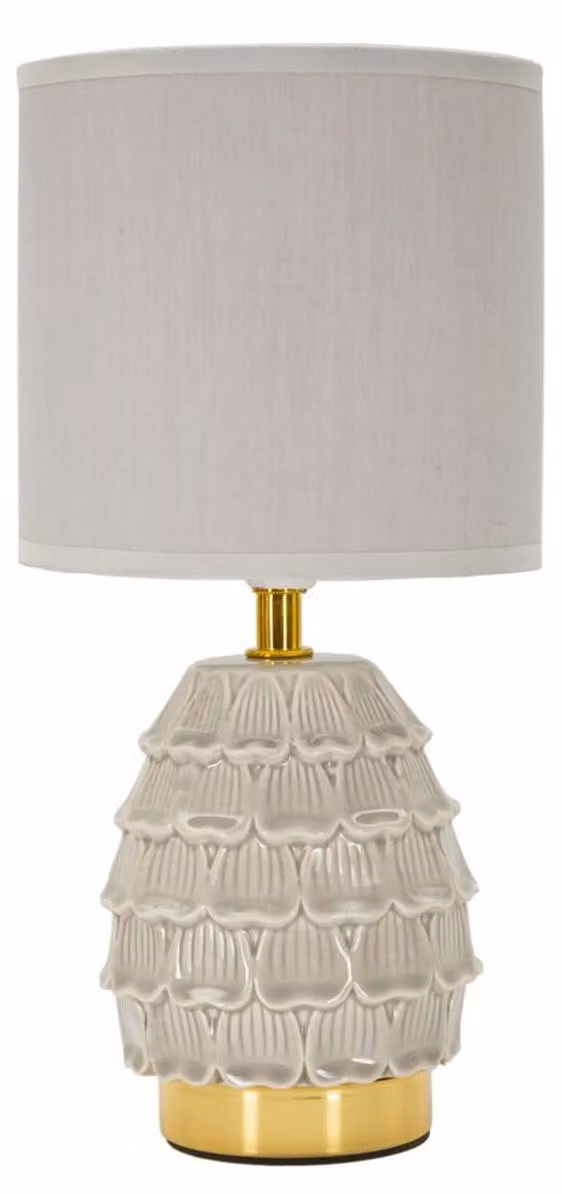 Lampada da comodino Pigny Grigia in Vetroceramica con paralume in tessuto — Ø 15 cm