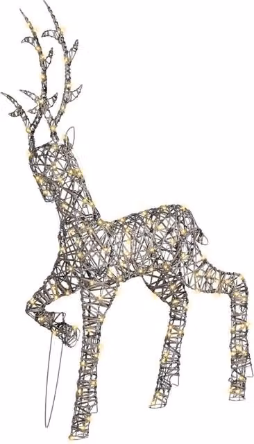 Decorazione natalizia LED con luci a forma di renne per interni ed esterni metallo argento