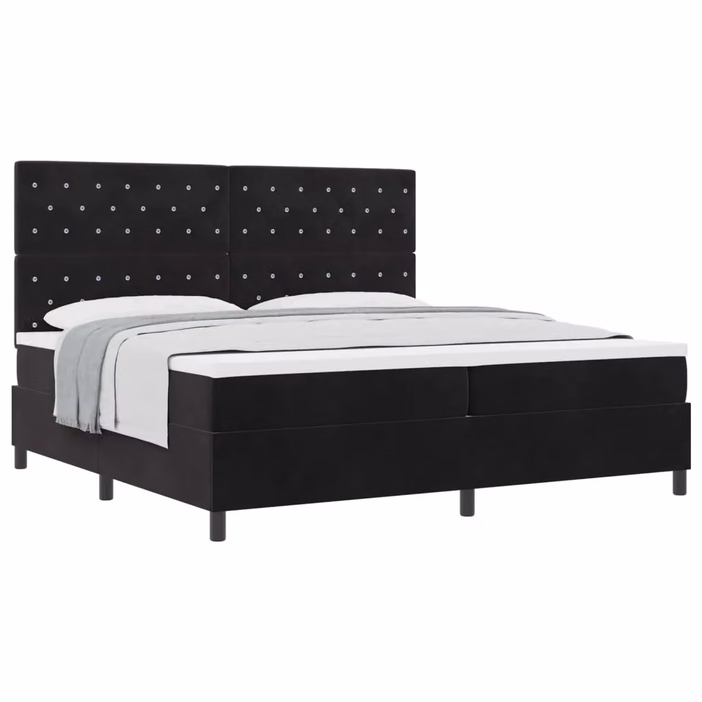 Letto a molle con materasso vidaXL in velluto nero L/P/H: 200 x 200 x 203 cm – 2