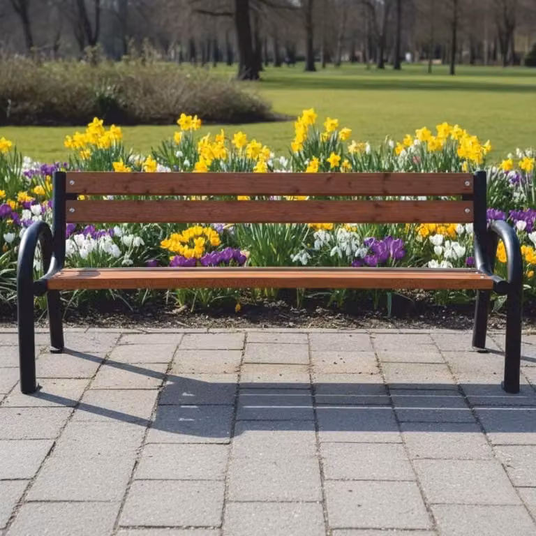 Casa Padrino Parkbank, modello Braun/Schwarz, 200 cm - Panchina da giardino modello "Stadtbank" - Panchina da esterno con schienale e braccioli