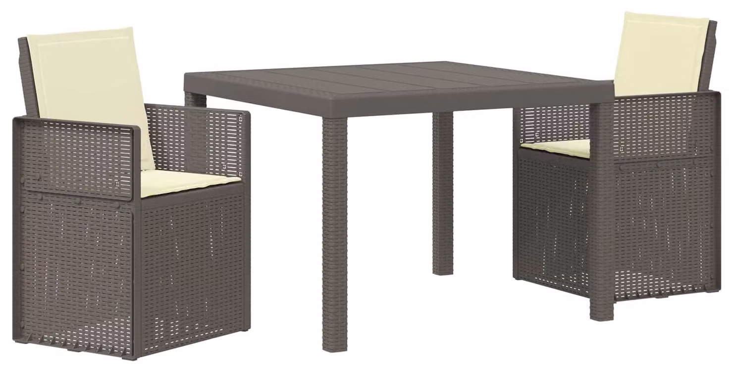 Set da pranzo per esterno, 3 pezzi, color grigio chiaro e crema, materiale PP