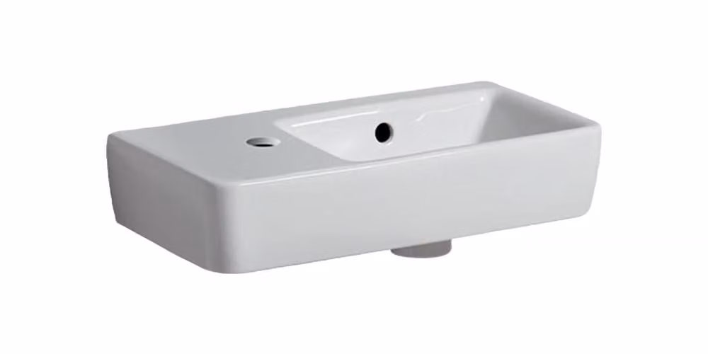 Geberit Renova Nr.1 Comprimo Nouveau lave-mains, 50x25cm, tablette à gauche, robinetterie à gauche, 276350000, 276350000