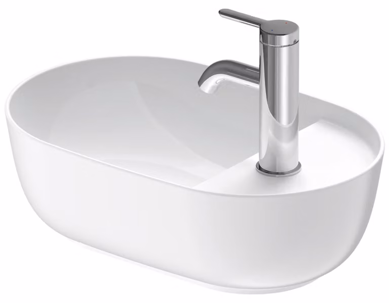 Duravit Luv vasque à poser 42x27cm, sans trop-plein, avec plage de robinetterie, 1 trou pour robinetterie, rectifié, 0381422600, 0381422600