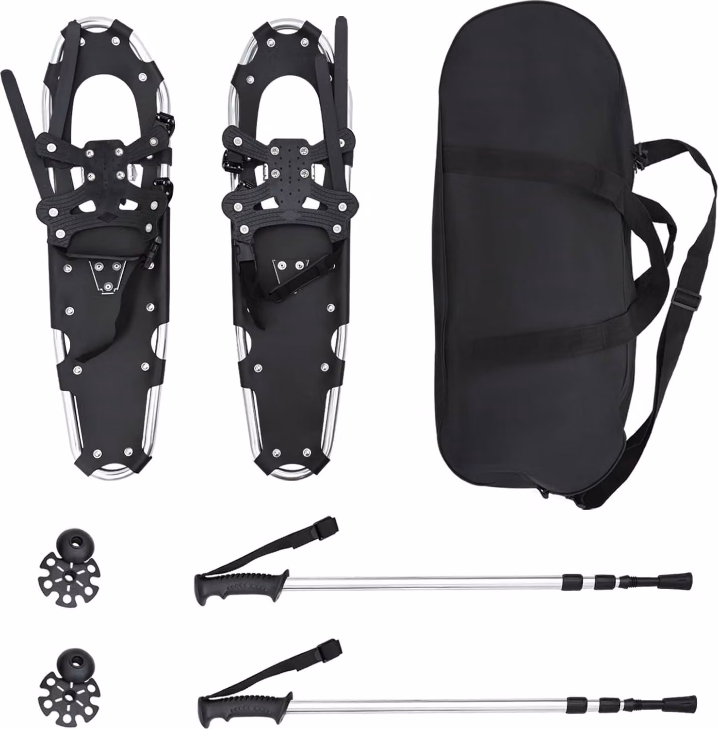 Racchette da neve 3 in 1 con bastoni da trekking Argento e Nero