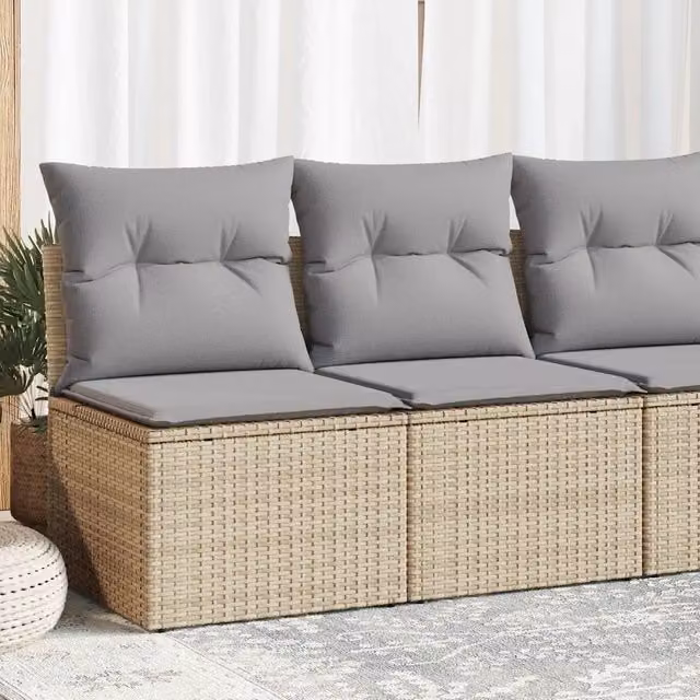 Set Divano da Giardino 2 pz con Cuscini Beige Polyrattan Acacia 3325235