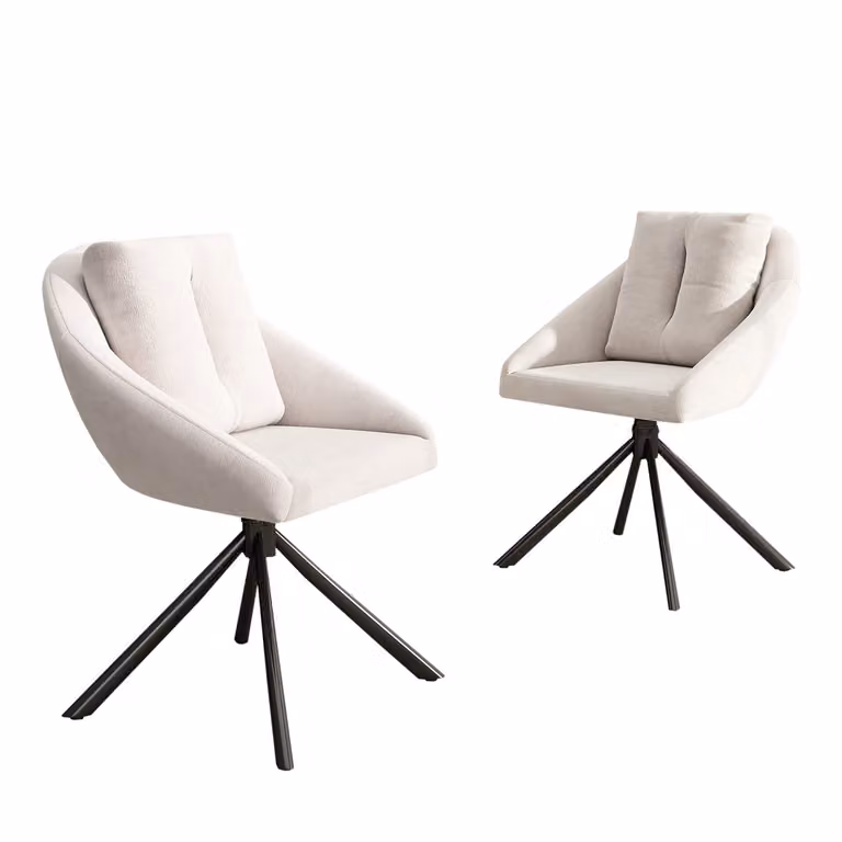 SWeiko sedia da pranzo sedia di velluto sedia imbottita sedia girevole, tessuto di velluto traspirante, design ergonomico, 2 pezzi, beige