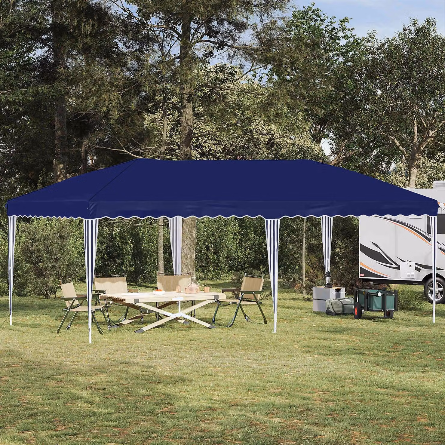 Maison Exclusive - Tenda pop-up per feste, dimensioni 575 x 290 x 245 cm, colore blu