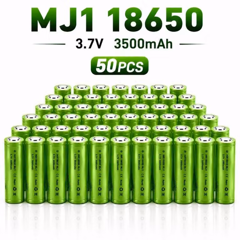 Batterie ricaricabili agli ioni di litio - INR18650 MJ1 - Confezione da 50 - Li-Ion - 3,7 V - 3500 mAh - Adatte per utensili elettrici e progetti fai-da-te