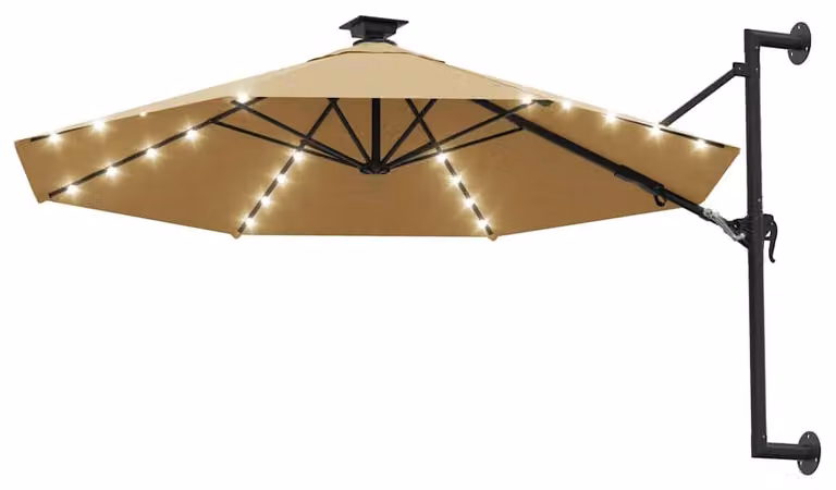 vidaXL Ombrellone da parete con LED 300 cm Taupe