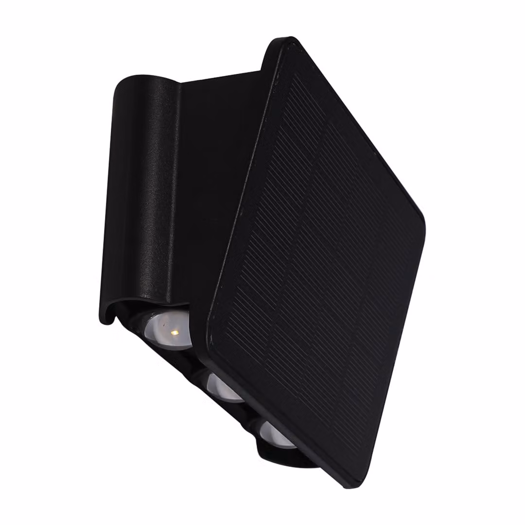 Applique solare a LED Alf nera 2W, bianco caldo 50 lm, alluminio, dimensioni: 11,2 x 16,9 x 6,4 cm, IP54, Eko-Light