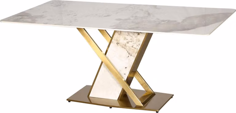 FURNLUX Tavolo da pranzo Modig Marble White And Gold 180cm / Colore principale: Bianco / Dimensioni: 180 x 75 x 90 cm