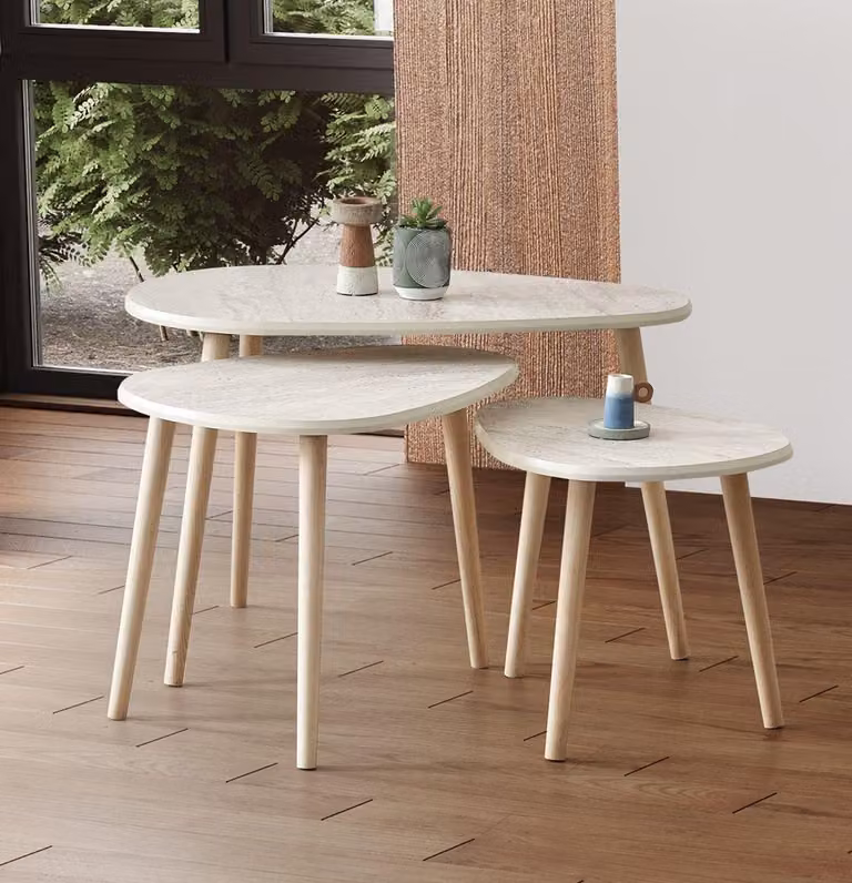 Skye Decor, Alvin - Travertine, Set tavolino da salotto, travertino, 100% MDF, 80 x 52 x 50 cm