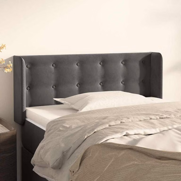 Testiera ad orecchio vidaXL in velluto grigio antracite L: 103 cm, P: 16 cm, H: 78-88 cm