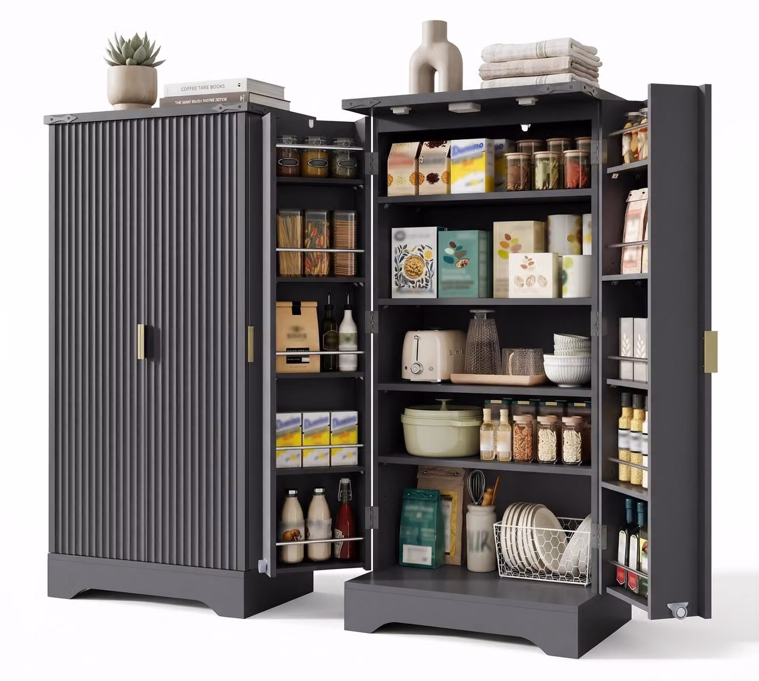 MobileR: Armadietto alto per cucina, armadietto alto da 60,5 x 40 x 120 cm, nero, taglia M