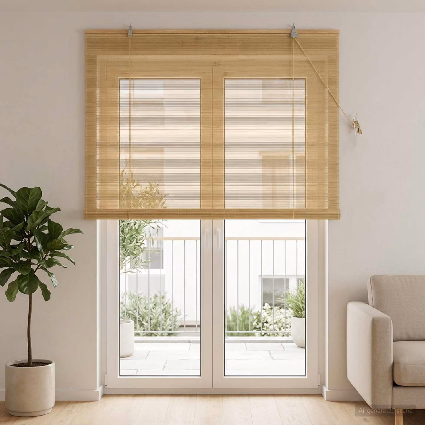 Tenda a rullo vidaXL in bambù naturale, colore beige/marrone, L 150 cm x H 220 cm