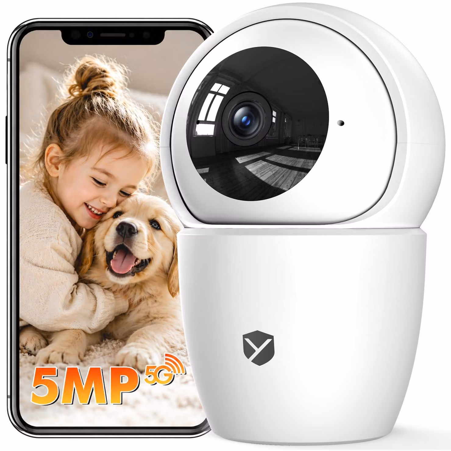 Telecamera interna WiFi da 5MP con rotazione a 360° e visione notturna