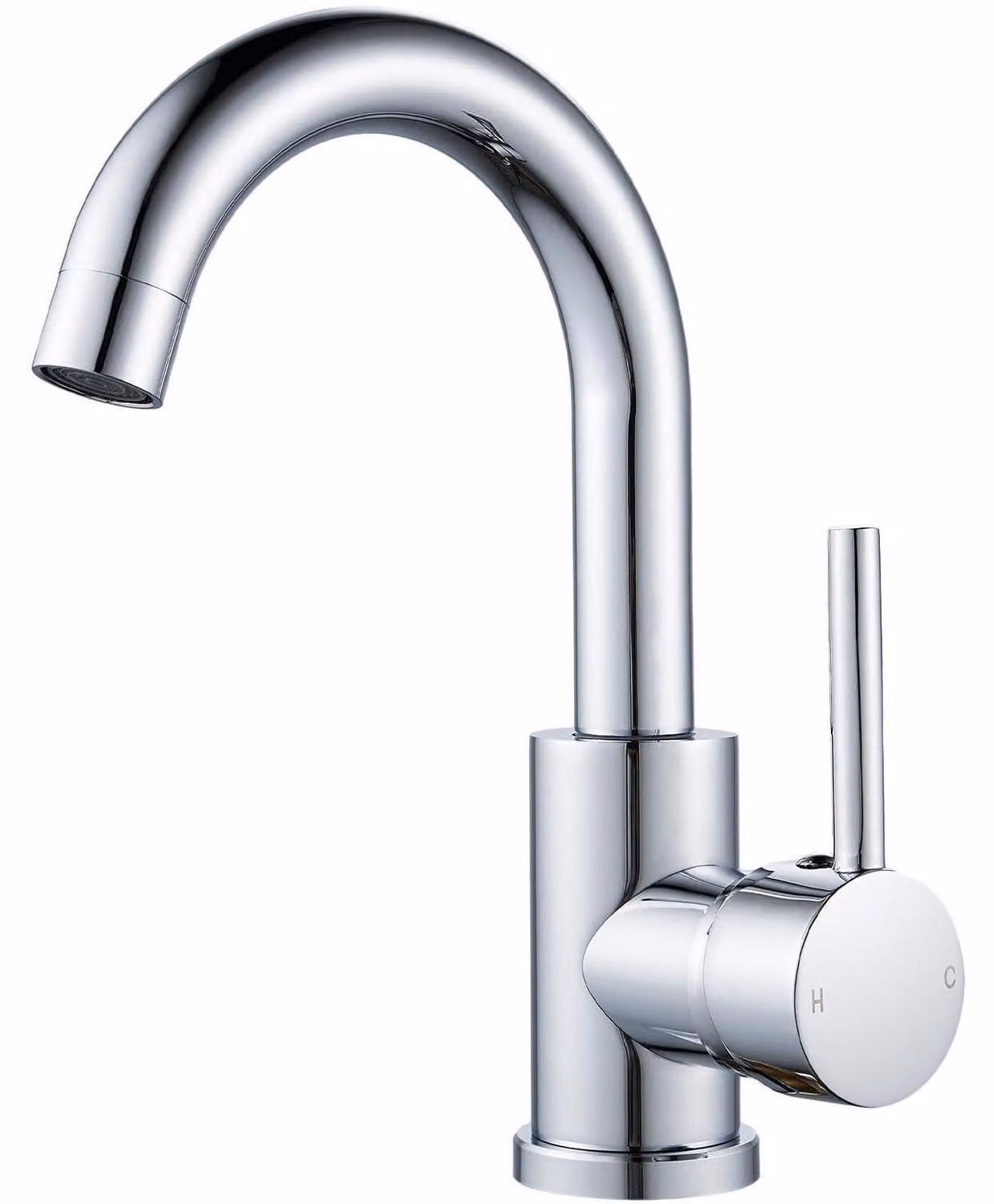 Miscelatore monocomando per lavabo, girevole a 360°, finitura cromata, con tubo flessibile da 50 cm