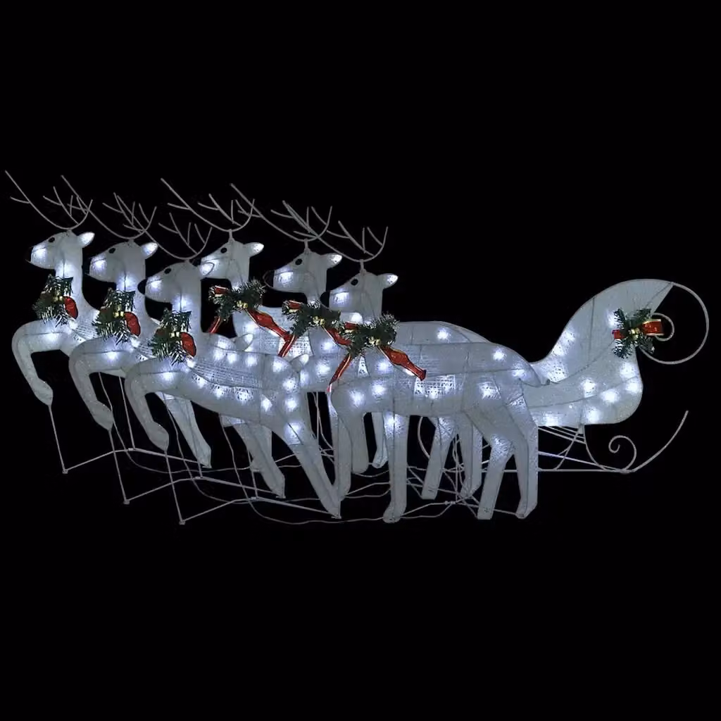 Decorazione Natalizia Esterna con Renne e Slitta vidaXL, 100 LED Bianco Freddo, in Metallo – 2