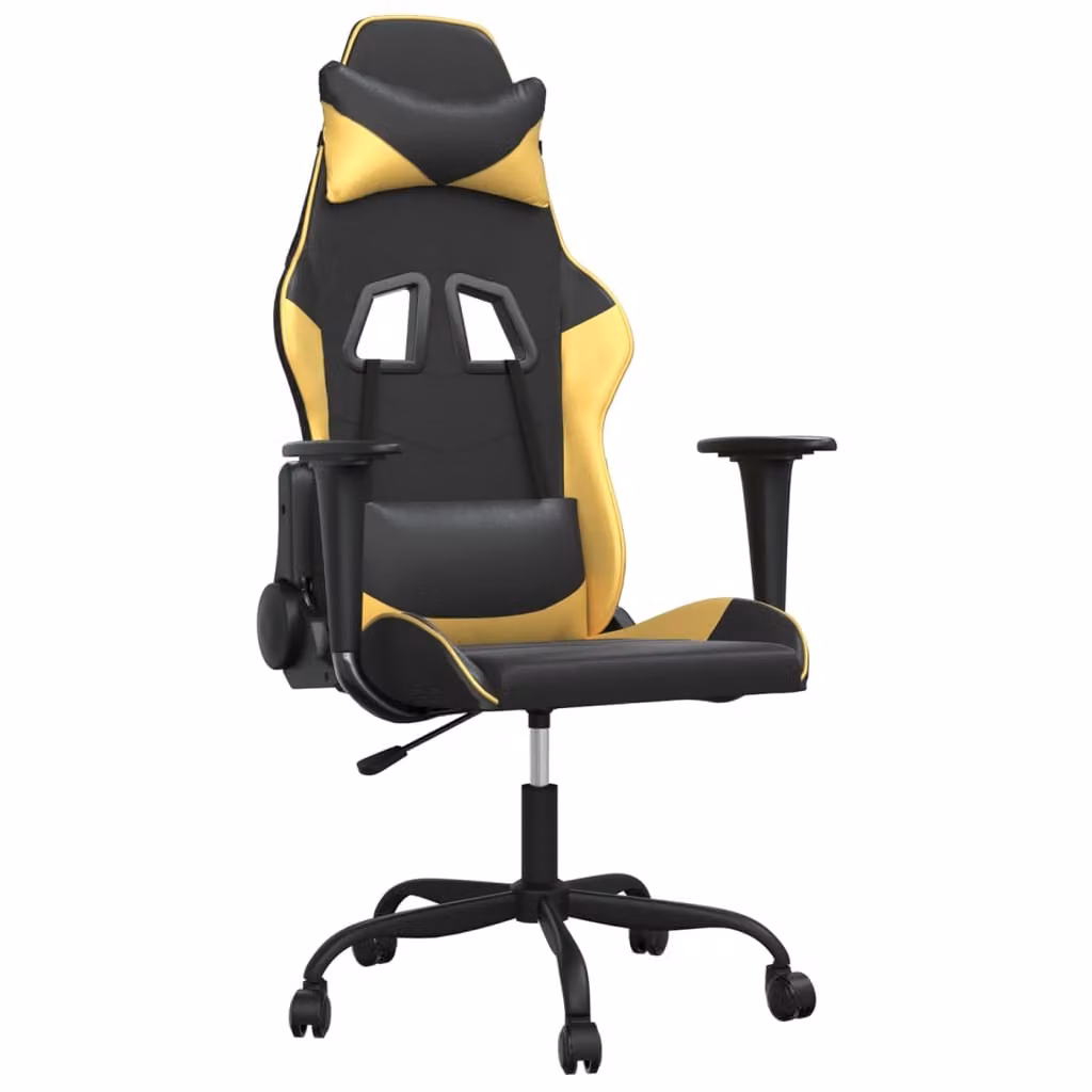 Sedia da Gaming Nera e Oro in Pelle finta