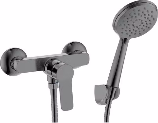 Miscelatore doccia incasso Rhio Titanio Ducha.es in acciaio spazzolato color argento con tecnologia risparmio idrico