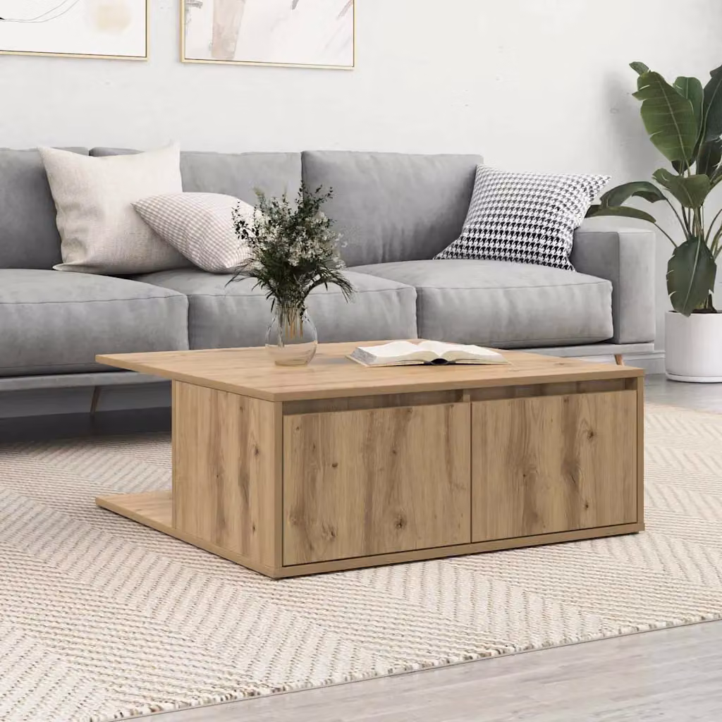 vidaXL Tavolino da salotto moderno in legno rovere marrone L 80 x P 80 x H 31,5 cm
