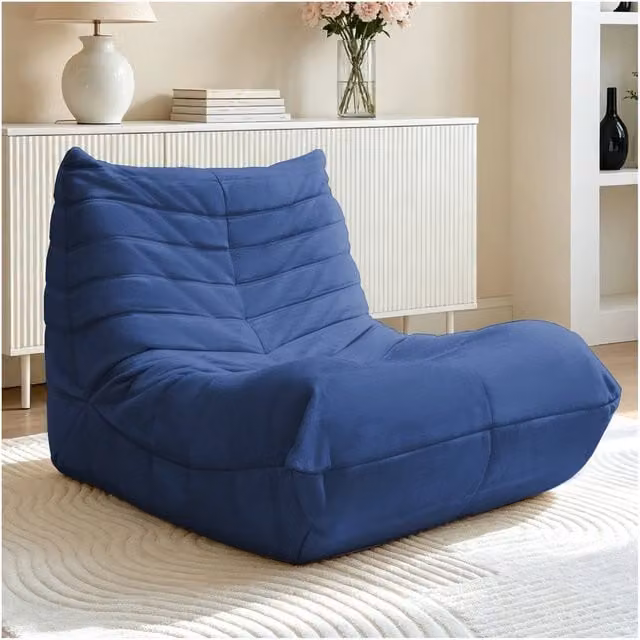 Divano Letto Relax Minimal in Tessuto Blu L 90 cm, P 60 cm, H 40 cm