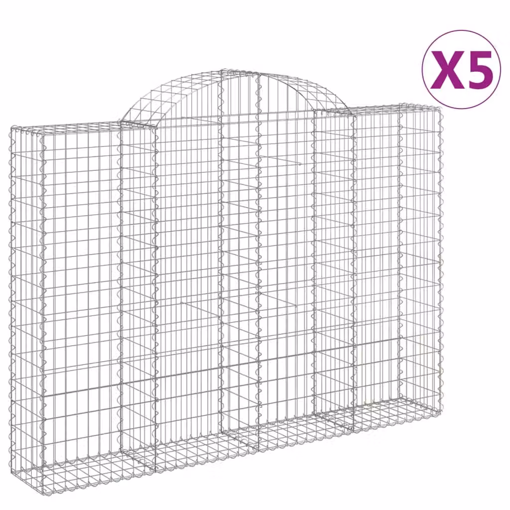 Cesti Gabbioni ad Arco 5 pz 200x30x140/160 cm Ferro Zincato