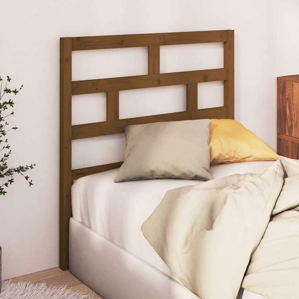 Testiera per letto vidaXL in legno massello di pino, colore marrone, L: 100 cm, H: 81 cm, P: 4 cm