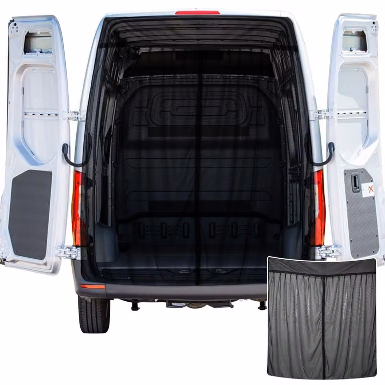 Zanzariera per portellone posteriore per furgone Mercedes-Benz Sprinter con tetto alto, con sistema di fissaggio magnetico, dimensioni 185x155 cm
