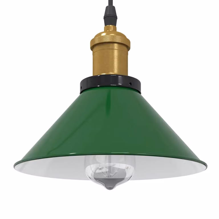Lampada a sospensione regolabile vidaXL in metallo verde con attacco E27 e design a cupola industriale