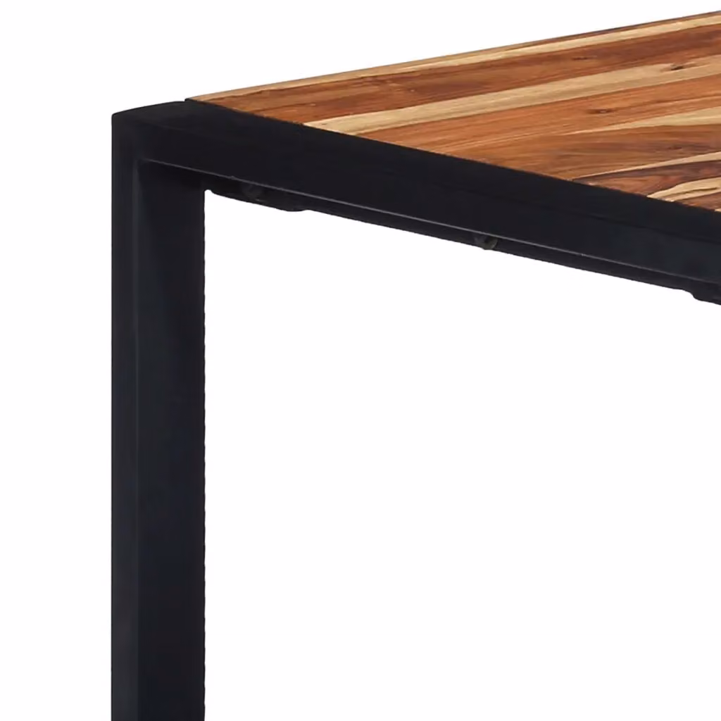 Tavolino da salotto rettangolare vidaXL in legno di acacia e metallo, stile rustico, marrone e nero, L 110 cm x P 60 cm x H 40 cm – 2