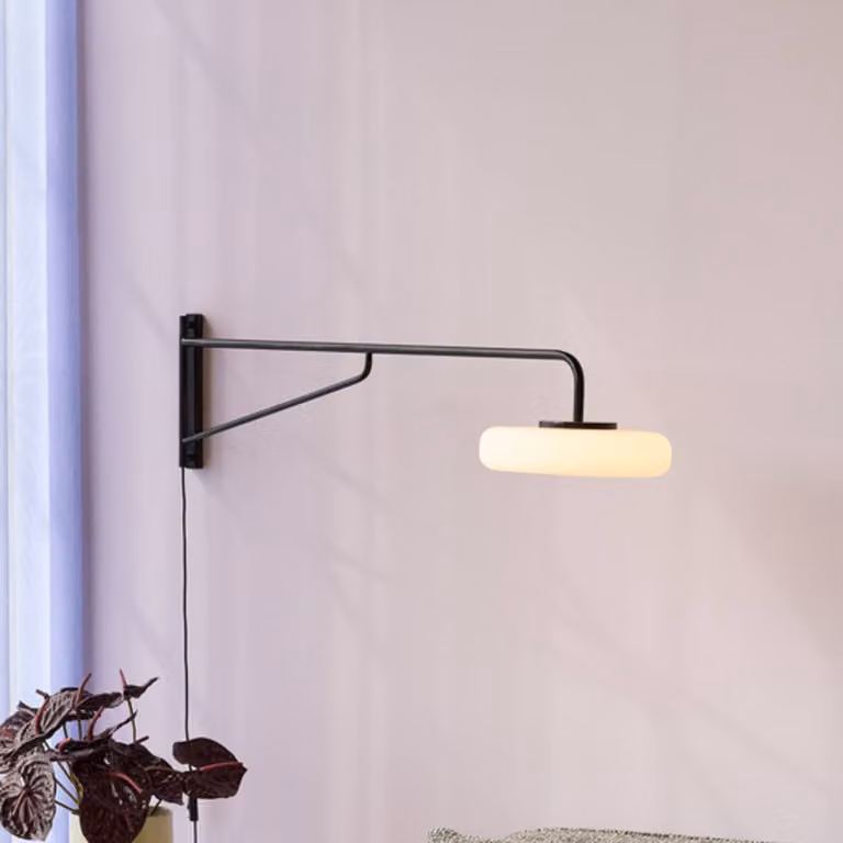 Hübsch Applique da parete Sway, Nero, Soggiorno / Sala da pranzo, Metallo, Moderno, Applique