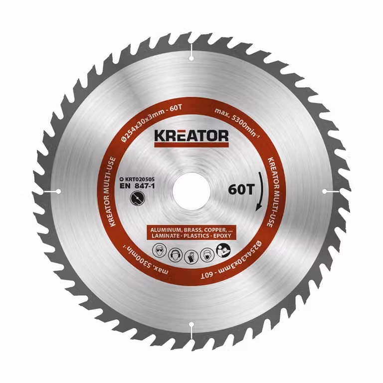 Lama circolare per metallo legno PVC ø 254 x 30 x 3 mm 60 denti + anelli di riduzione